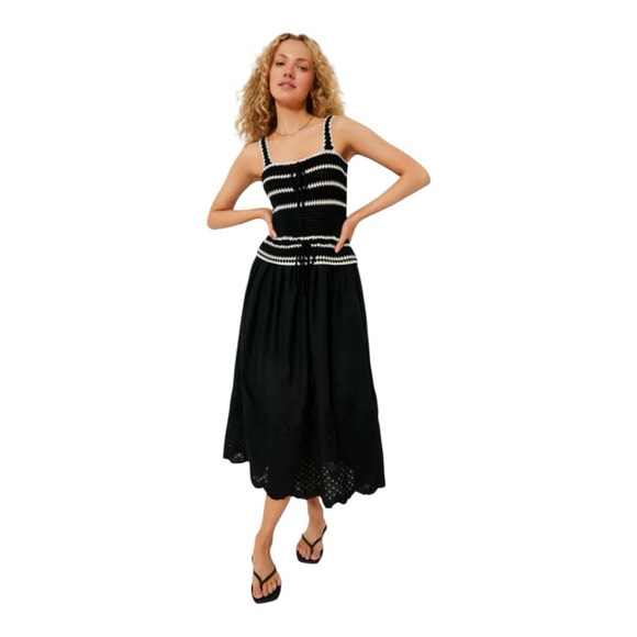 En Saison Black Natural Lucia Dress Sleeveless Crochet Beach